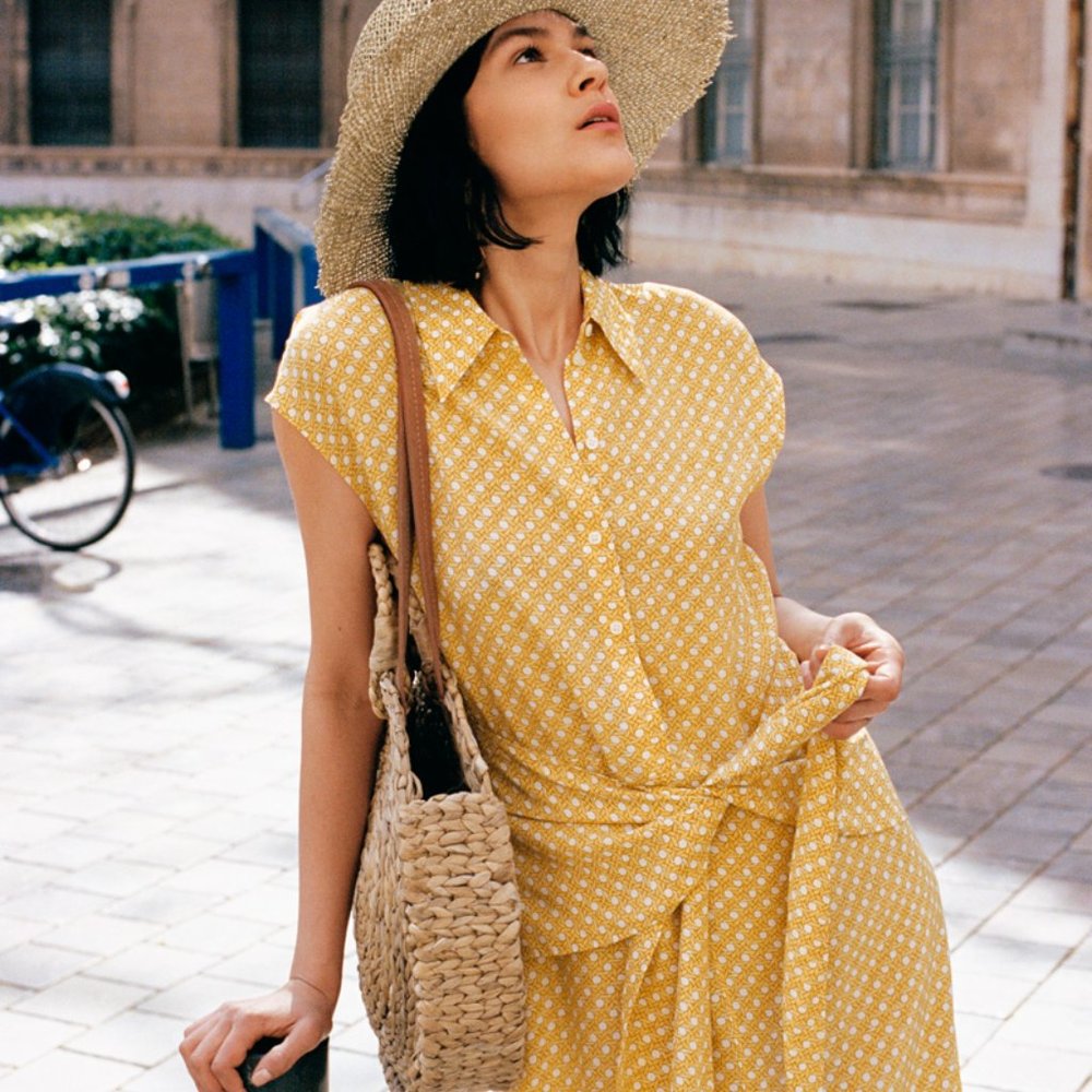 NWT & Other Stories Yellow Tie-front Dress